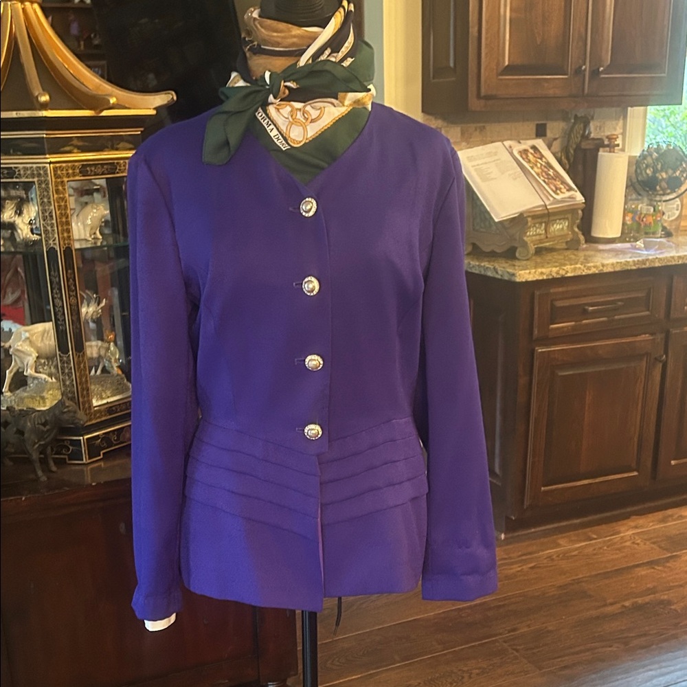 Tahari Sz 10 Purple Peplum Women's Jacket GUC